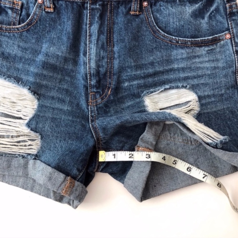 Forever 21 Denim High Waist Destroyed Jean Shorts - Picture 5 of 7